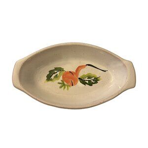 Vintage Marzia Italy Hand Painted Ceramic Oval Side Dish 8.5" With Artistic Veg